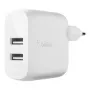 Belkin BOOST CHARGE maitinimo adapteris - 24 W - QC 3.0 - 2 USB išėjimai - baltas (WCB002VFWH)