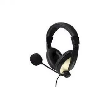 LogiLink HS0011A – ausinės Call Center / biurui, dvinarės, lankelis, juodos, laidinės, 3,5 mm (HS0011A)