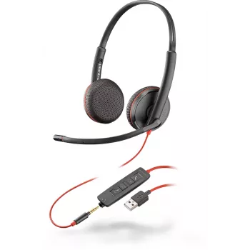 Ausinės HP POLY Blackwire C3225 laidinės USB-A antgalvinės biurui / skambučių centrui, 20–20000 Hz, 121 g, juodos