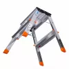 Sulenkiamos kopėčios Krause Treppy Silver 130020 – aliuminis, 2 laipteliai, 150 kg talpa, sulankstytos 55×20 cm, svoris 2 kg