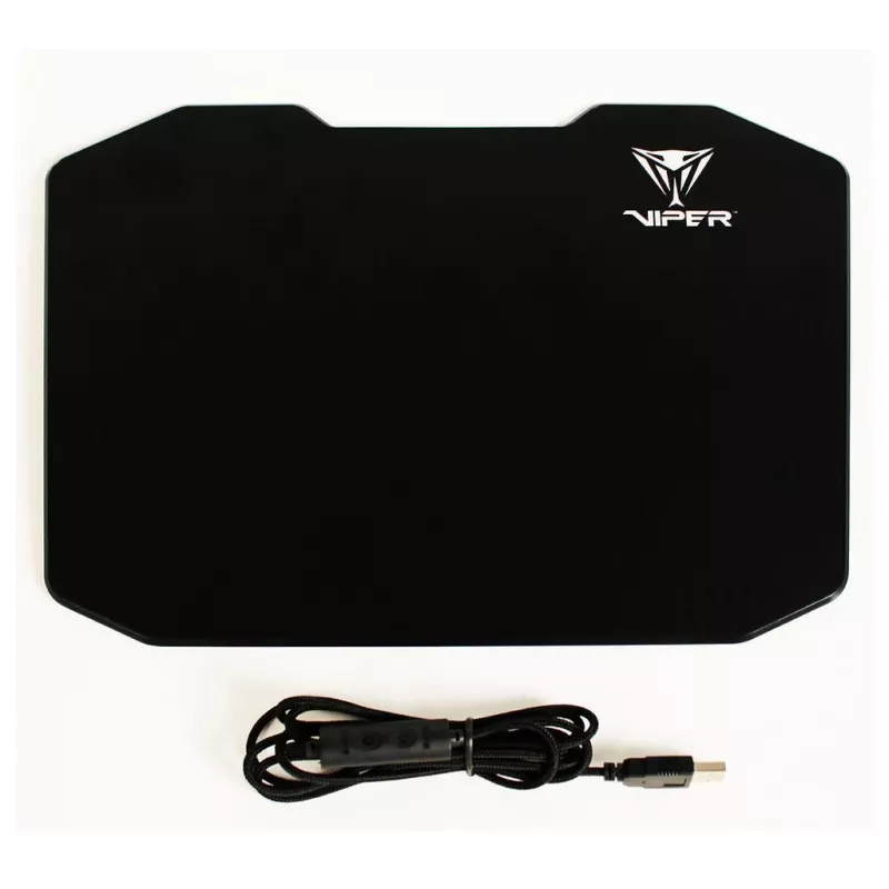 Pelėdos kilimėlis PATRIOT Viper Gaming Black – polimeras/guma, LED apšvietimas, USB maitinimas, neslystantis, 353,5×242,7 mm, 5,5 mm storio