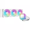 Vandens aušintuvas „all-in-one“ DeepCool LE360 WH V2 12 cm Baltas — 360 mm radiatorius, 3x120 mm ventiliatoriai, LGA 1851 palaikymas