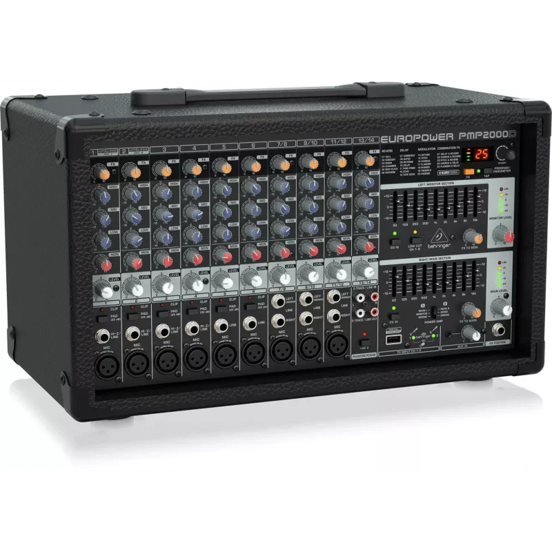 Behringer PMP2000D garso stiprintuvas su mikšeriu 14 kanalų 2000W juodas