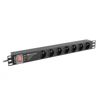 Lanberg PDU-PRO-07E-0200-BK perjungiamas maitinimo skirstytuvas 1U, 6x E tipo lizdai, 2 m kabelis