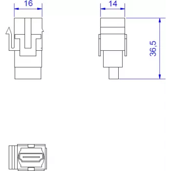 HDMI Keystone Jack Bachmann 918.0411 — HDMI 2.0 modulis keystone sieninėms plokštėms ir pataisų skydams