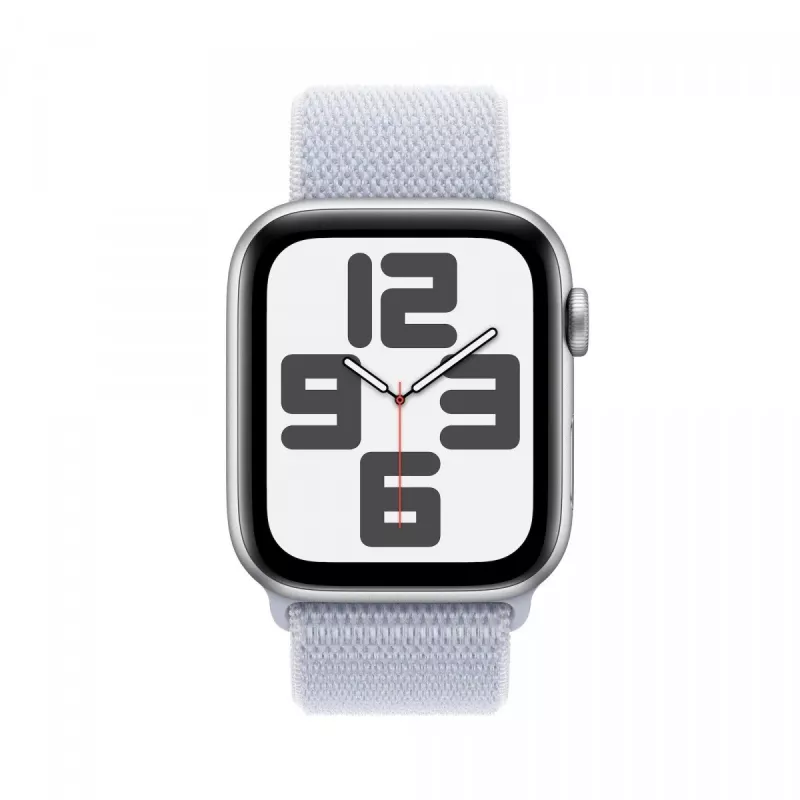 Apple Watch SE GPS + Cellular 44 mm sidabrinis aliuminio korpusas su Blue Cloud Sport Loop