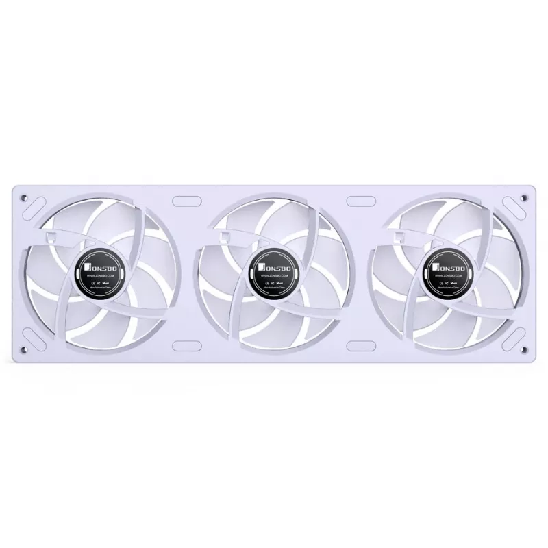 360 mm ARGB PWM radiatoriaus ventiliatorių rinkinys Jonsbo ZB-360 baltas — 3x120 mm PWM ARGB ventiliatoriai skysčio aušinimo radiatoriams