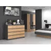 Komoda Top e shop M8 140 ANT/ART — 8 stalčių, Antracitas/Ąžuolas, 1380×400×970 mm, Medienos drožlių plokštė