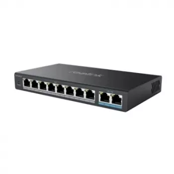 Tinklo PoE jungiklis Reolink RLA-PS1 – 8 PoE prievadai, 150W biudžetas, IEEE 802.3af/at, 2x Gigabit uplink