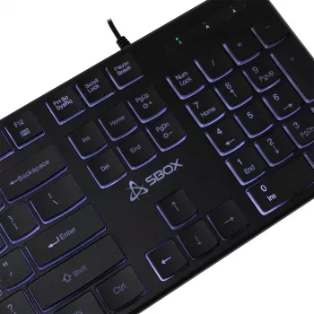 SBOX K-22 US Black – laidinis USB klaviatūra, JAV išdėstymas, juoda