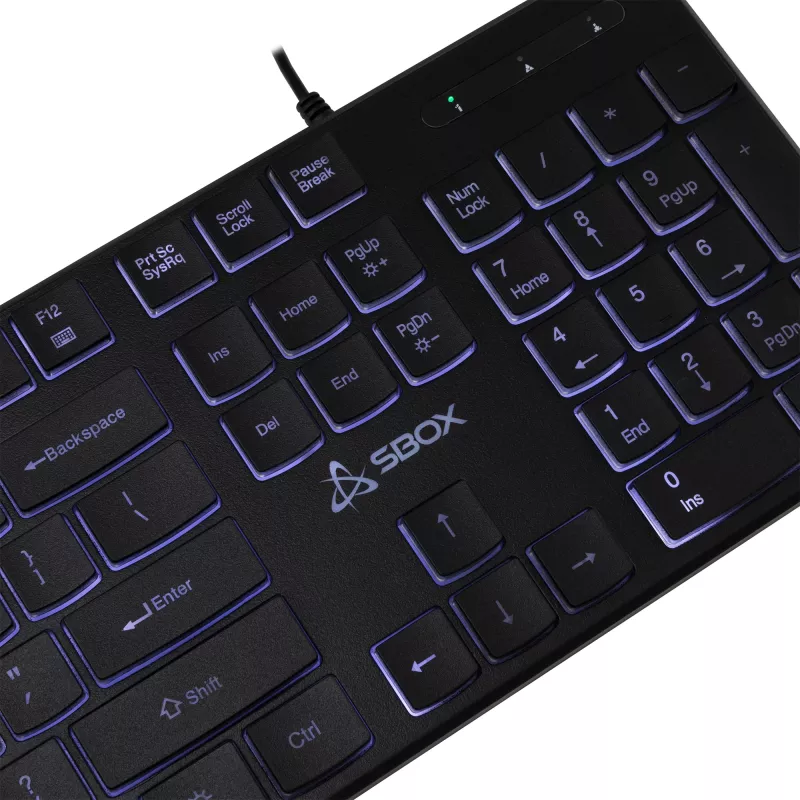 SBOX K-22 US Black – laidinis USB klaviatūra, JAV išdėstymas, juoda