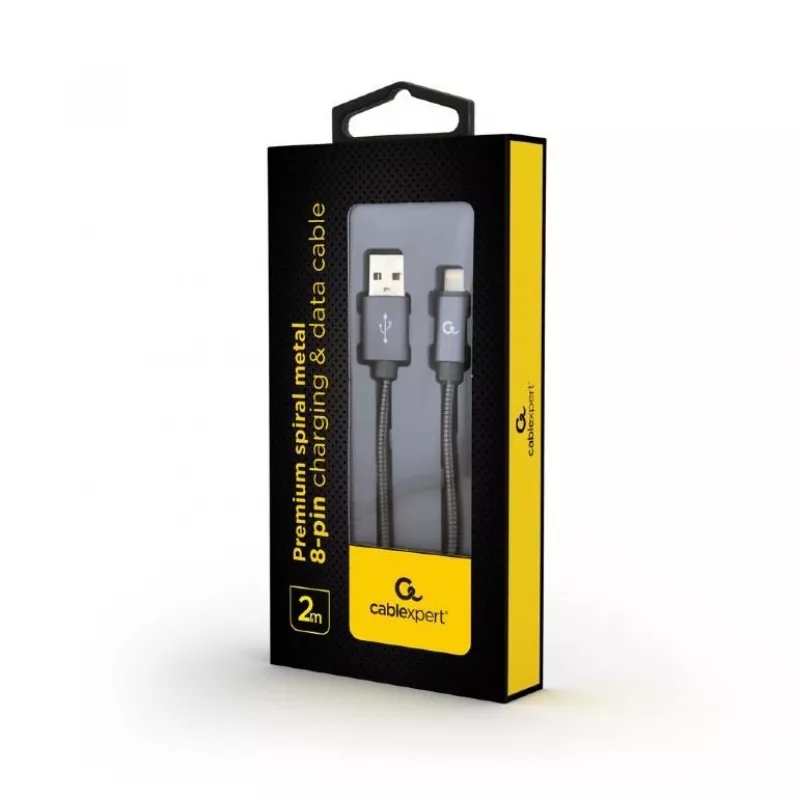 Laidas Lightning Cablexpert CC-USB2S-AMLM-2M-BG 2 m, pilka