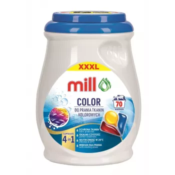 MILL PROFESSIONAL 3 kamerų spalvotų skalbinių kapsulės 70 vnt.