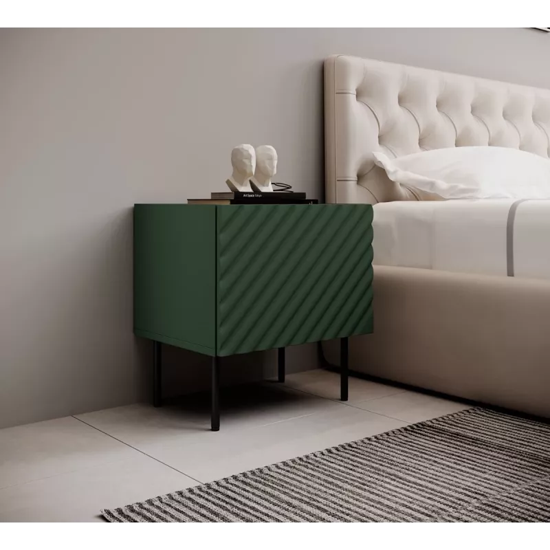 Naktiniai staliukai Cama Meble ONDA 2 vnt 50×40×H54 cm, žali, MDF/medžio drožlių plokštė, 16 mm rėmas