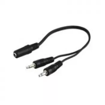 Wentronic Goobay 3,5 mm lizdo adapterio kabelis, juodas, 0,2 m - 3,5 mm lizdas (3 kontaktai, stereo) > 2x 3,5 mm kištukas (2 kontaktai, mono) (50472)