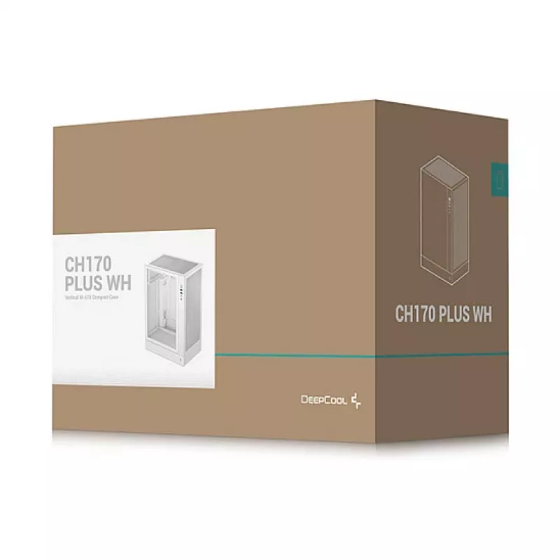 Korpusas DeepCool CH170 PLUS WH Midi Tower baltas, grūdintas stiklas, micro ATX/mini-ITX