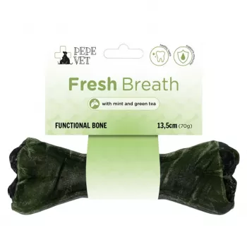 Funkcinis šunų skanėstas PAKA ZWIERZAKA Pepe Vet Bone Fresh Breath, kramtomas kaulas su jautiena, 70 g, be grūdų, suaugusiems šunims
