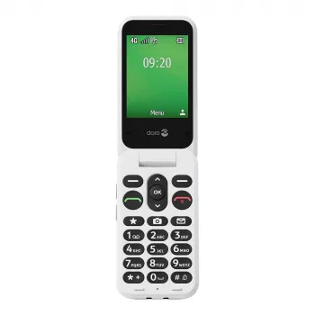 Doro Leva E22 sulankstomas telefonas, 2,8 colio (7,11 cm) ekranas, viena SIM, 0,3 MP kamera, 1150 mAh, 127,8 g, raudonai baltas