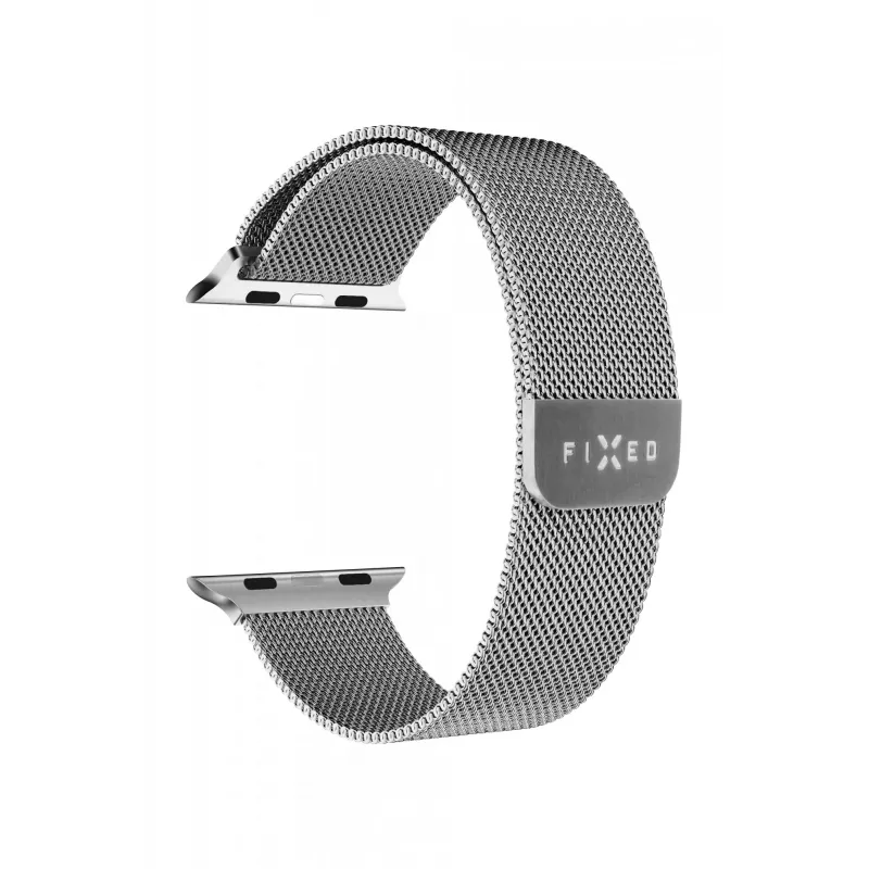 FIXED tinklinis (Milanietiškas) dirželis Apple Watch 38/40/41 mm — FIXMEST-436-SL sidabrinis, nerūdijantis plienas, reguliuojamas