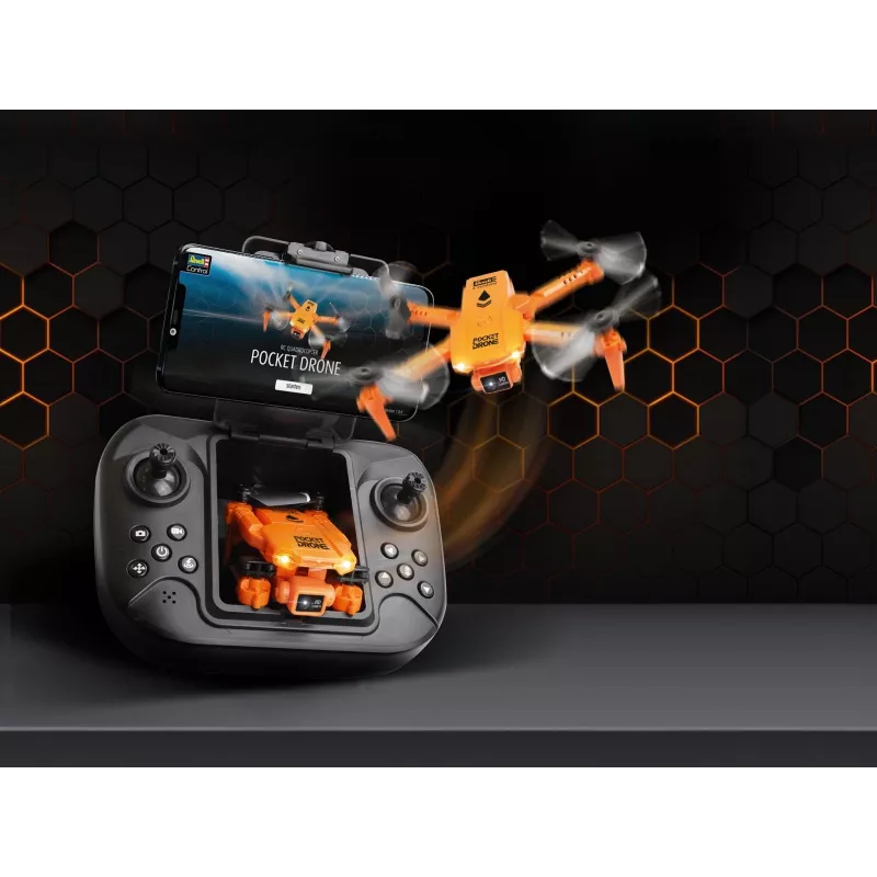 RC kvadrokopteris REVELL Pocket Drone 23810 – 2,4 GHz, 4 kanalų nuotolinio valdymo pultas