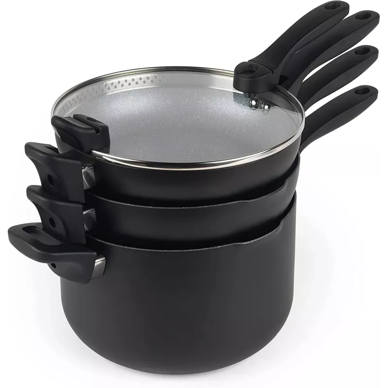 Puodų rinkinys Russell Hobbs RH01840EU7 – 4 dalių sukraunamas metalinis marmurinis
