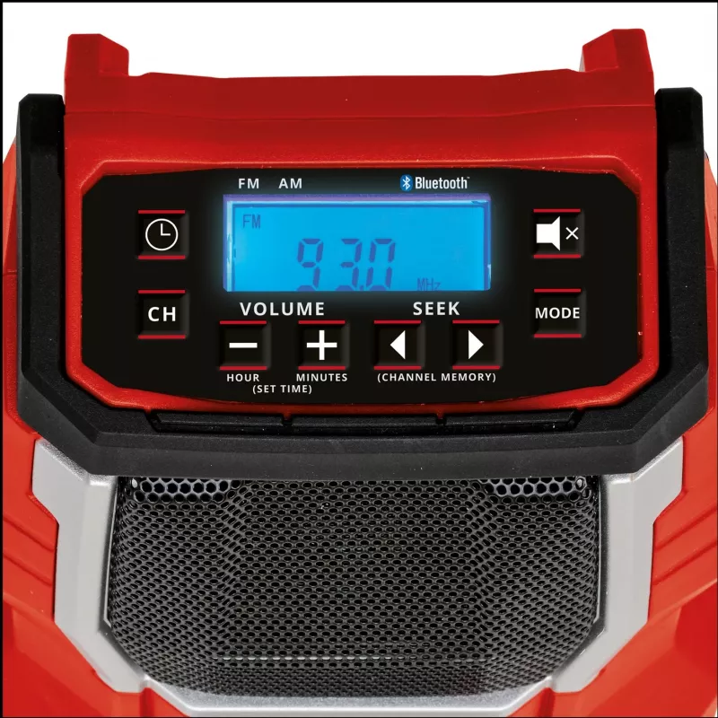 EINHELL TC-RA 18 Li BT Solo, statybinis radijas raudonas/juodas, Bluetooth, be akumuliatoriaus ir įkroviklio
