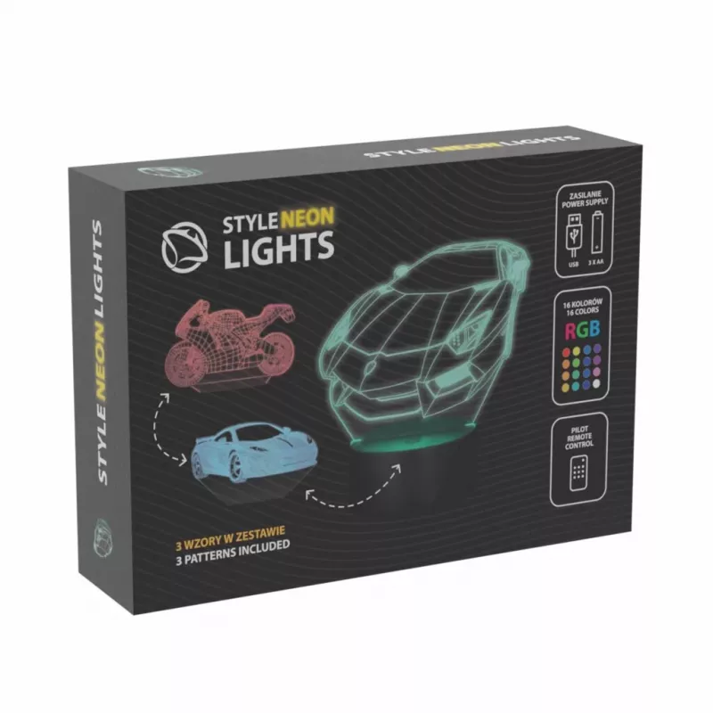 LED automobilio RGB 3D šviesos dekoras MANTA SNL120RGB – RGB lempa automobiliams ir motociklams