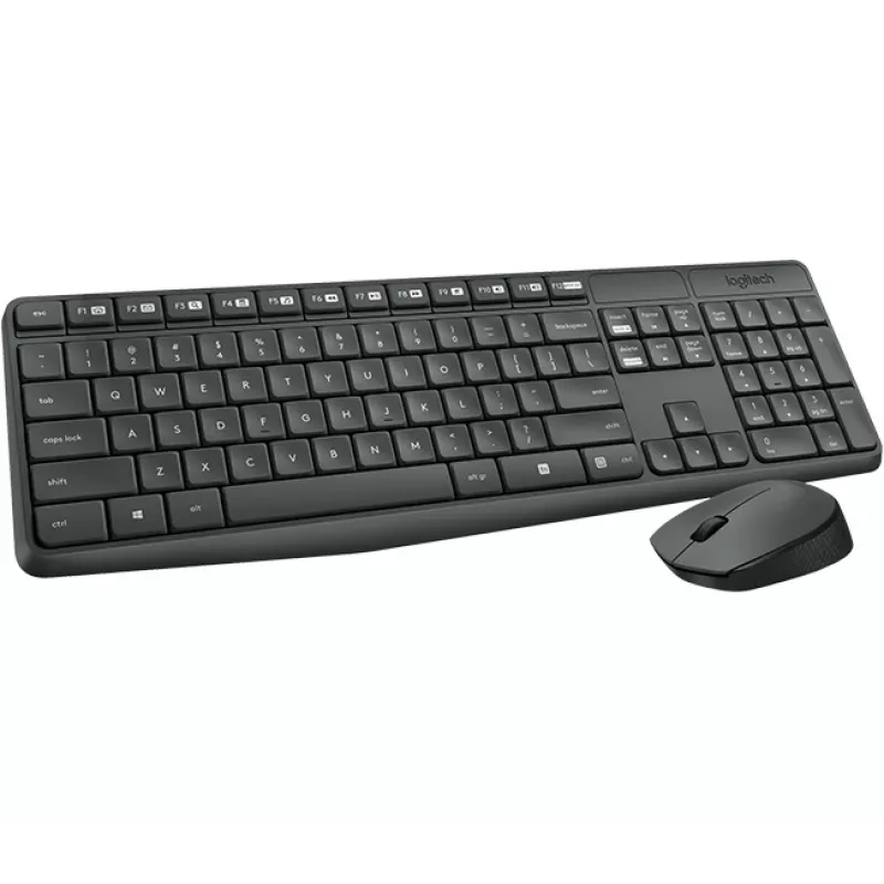 Belaidis klaviatūros ir pelės rinkinys Logitech MK235, pilno dydžio, pilka