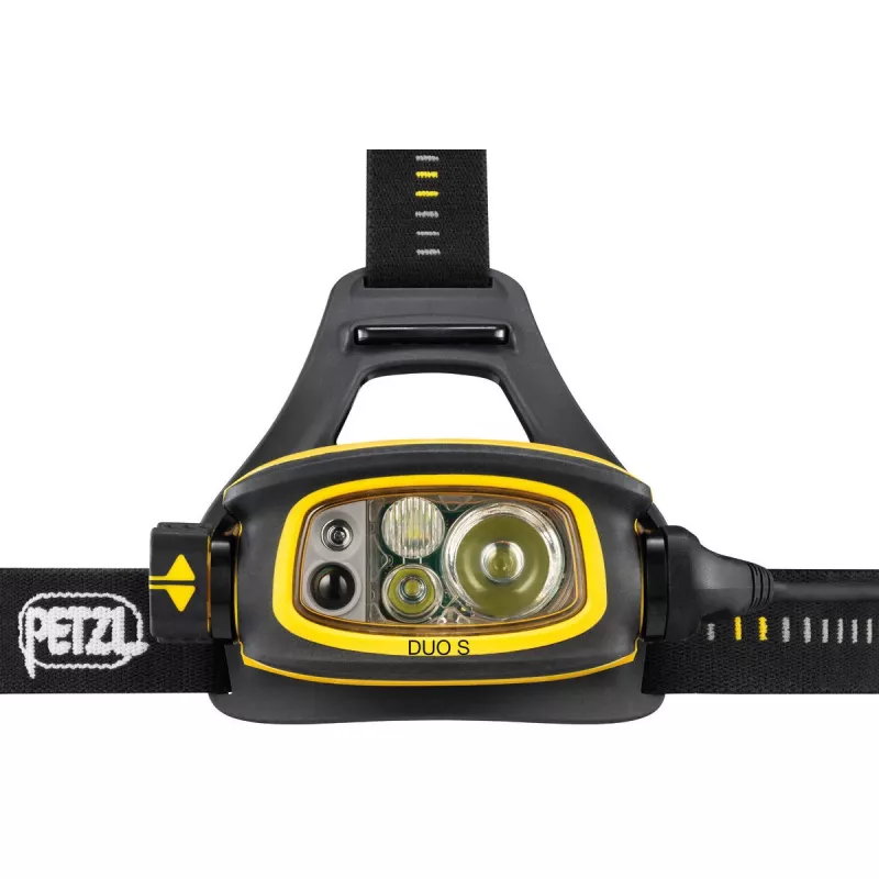 Priekinė lemputė su galvos juosta Petzl Duo S juoda geltona