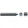 Manhattan USB-C ir USB-A jungties dokas / USB centras, 4x USB-A, 5 Gbps (USB 3.2 Gen1), maitinamas per USB