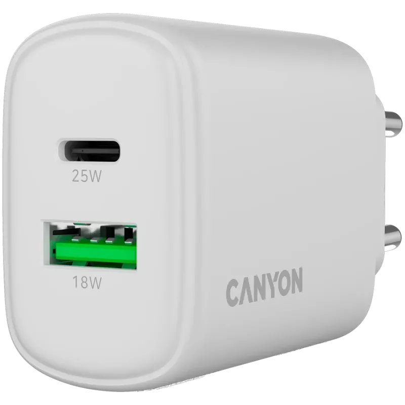 CANYON OnCharge 250 25W 1xPD 1xQC EU Baltas