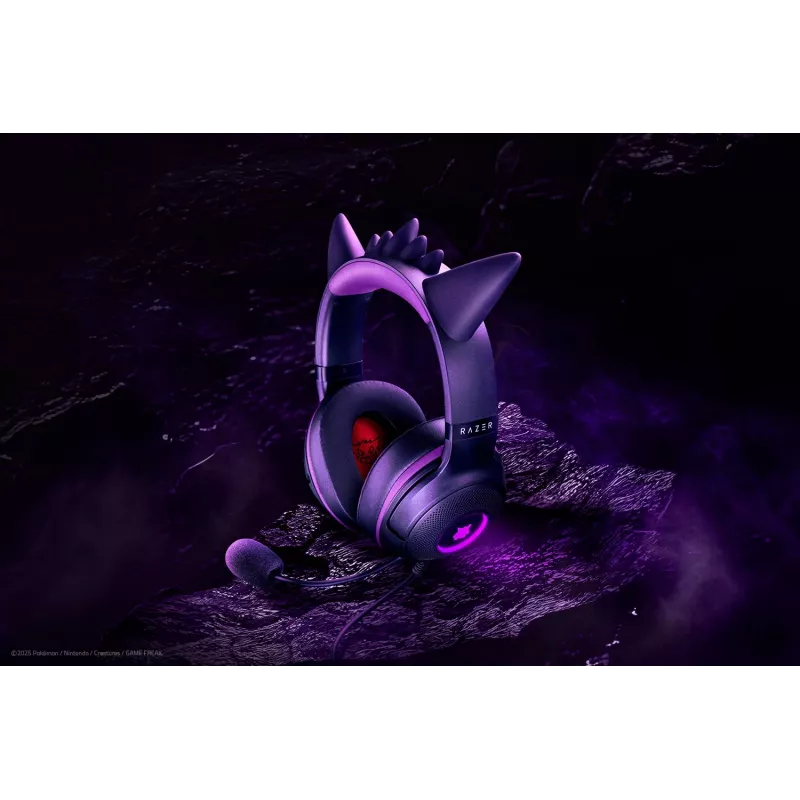 Razer Kraken Kitty V2 - Pokemon Gengar Ed. ausinės Laidinės ausinės Galvos juosta Žaidimų USB Type-A Rožinė