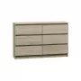 Komoda Top e Shop M6 120 SON 2x3, ąžuolo spalva, 6 stalčių, 1200×300×770 mm