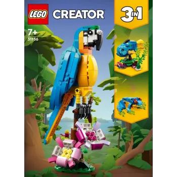 LEGO kūrybinis rinkinys Egzotiška papūga 31136 – Creator modelis, 253 detalės, 220×120×110 mm