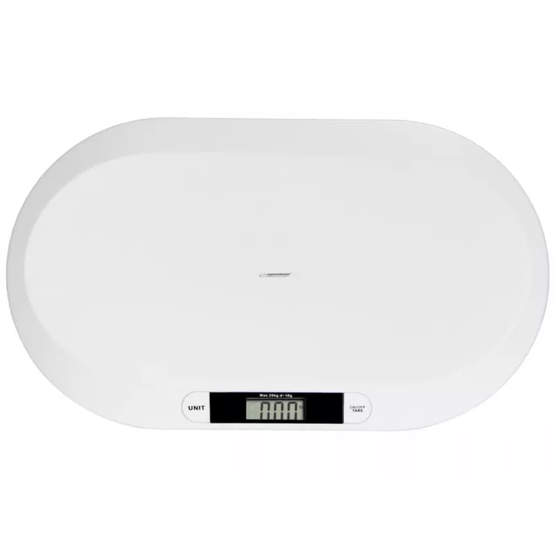 Elektrinės kūdikių svarstyklės ESPERANZA EBS019 – talpa 0,03–20 kg, padala 0,01 kg, didelis LCD ekranas 60×25 mm, balta