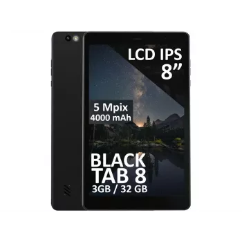 Planšetinis kompiuteris BLOW BlackTAB8 8 colių 4G LTE, 3GB RAM, 32GB eMCP, Android 14, IPS 1200×1920, MicroSD