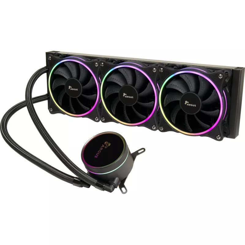Vandens aušintuvas INTER-TECH LC-360 RGB — 12 cm ventiliatorius, hidraulinis guolis, juodas