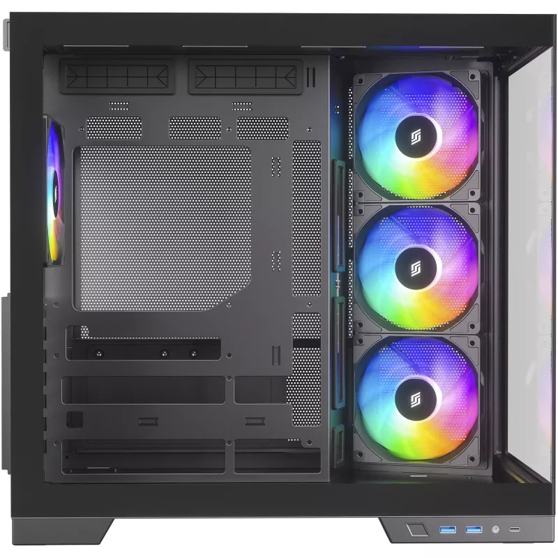 Korpusas Silentware View A-RGB Black VIEWBLACK vidutinis bokštas su A-RGB apšvietimu
