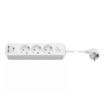 Goobay 3-jų lizdų ilgintuvas su jungikliu ir USB, 1,5 m laidas, F tipo kištukas
