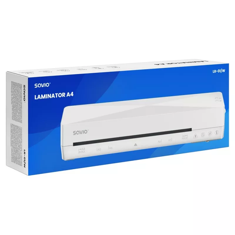 Šaltas/karštas laminatorius SAVIO LR-01/W — maks. plotis 230 mm, 320 mm/min, 300 W, baltas