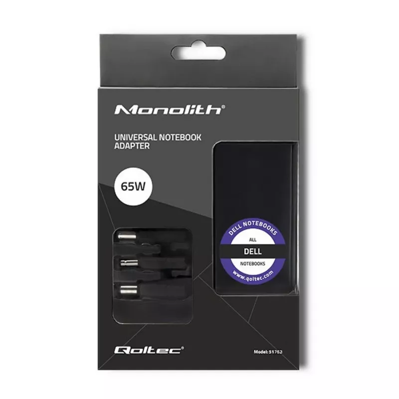 Qoltec 51762 65W maitinimo adapteris / inverteris, juodas, Dell nešiojamiesiems kompiuteriams