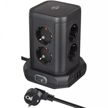 Maitinimo bokštas Brennenstuhl 1153560010 — 8 lizdai, 2×USB-A, 1×USB-C, juodas