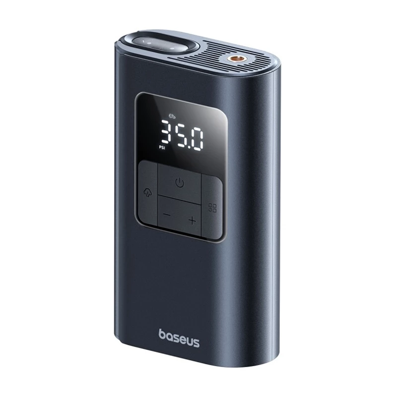 Baseus PrimeTrip VA1 padangų pripūtimo kompresorius, 75 W, 2 viename su žibintuvėliu ir 6000 mAh baterija, juodas