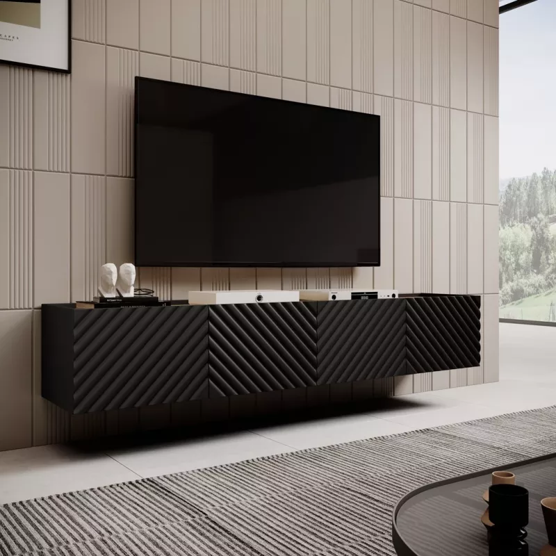 4D RTV spintelė ONDA 200x40x35-54 juodas (pastatoma arba montuojama ant sienos)