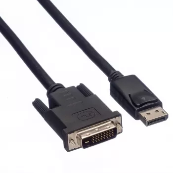 Roline vaizdo kabelis DisplayPort (kištukas) į DVI-D (kištukas) 2 m su fiksavimo varžtais juodas