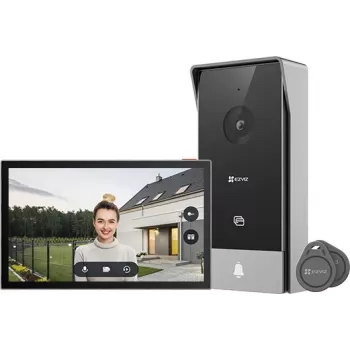 Vaizdo domofonas EZVIZ HP5 7 colių (17,8 cm) komplektas vidaus / lauko, 1080p, 2,4/5 GHz Wi‑Fi, „MicroSD“ iki 512 GB, atsparus vandeniui