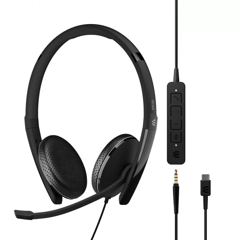 Ausinės EPOS ADAPT 165 USB-C II laidinės, lankeliu, biurui/skambučių centrui, USB Type-C, juodos