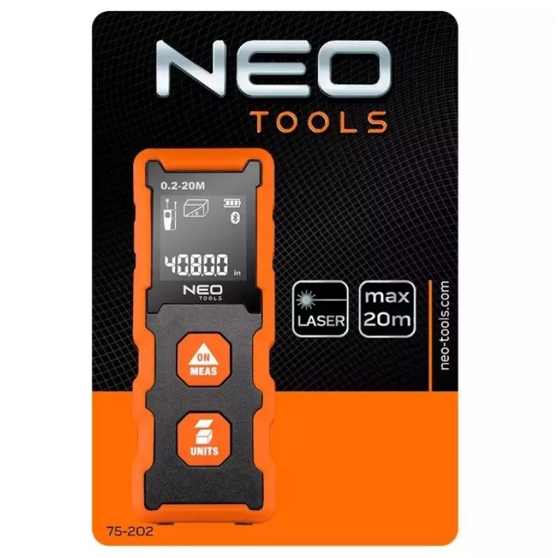 NEO Tools 75-202 lazerinis atstumo matuoklis, 20 m nuotolio