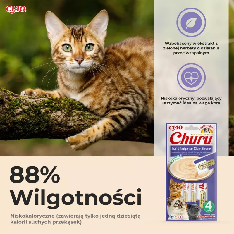 INABA Churu skonis tunas su moliuskais - skanėstai katėms - 4x14 g