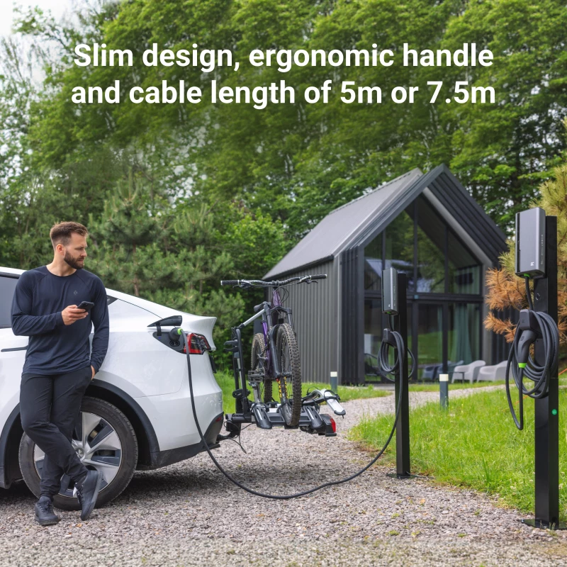 Green Cell GC EVGC021B2275 sieninis elektromobilio įkroviklis 3.6-22 kW 7.5 m NFC pilkas aliuminis